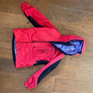 Patagonia Vibrant Red and Lavender lined Rain/wind Sleet/hail All Weather Jacket